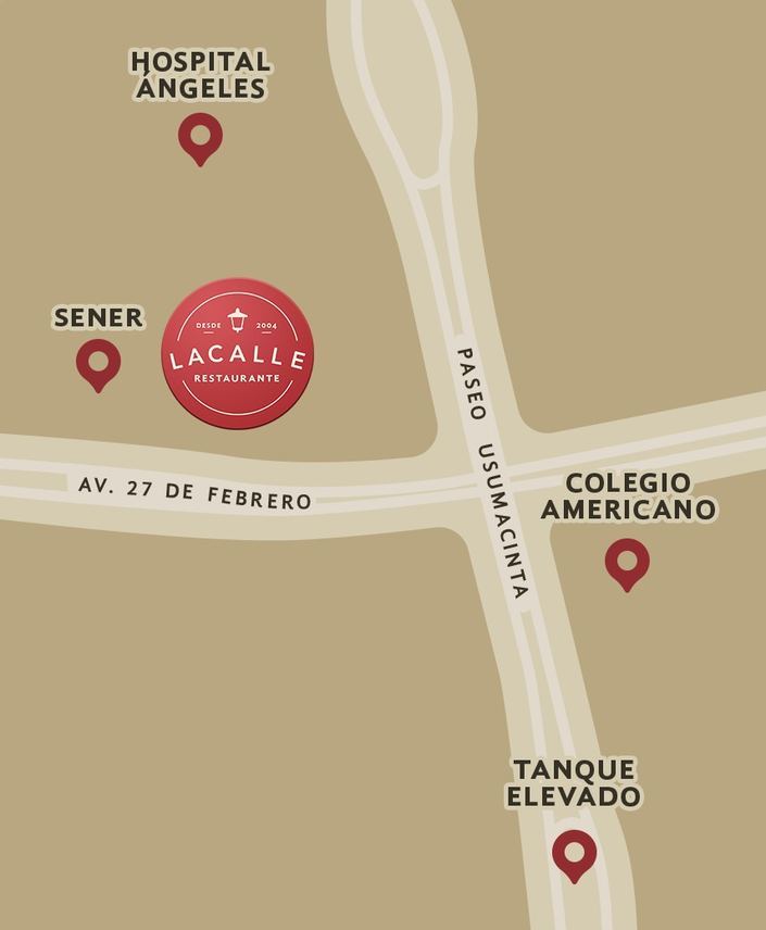 Mapa ilustrado de la ubicación de La Calle en Villahermosa